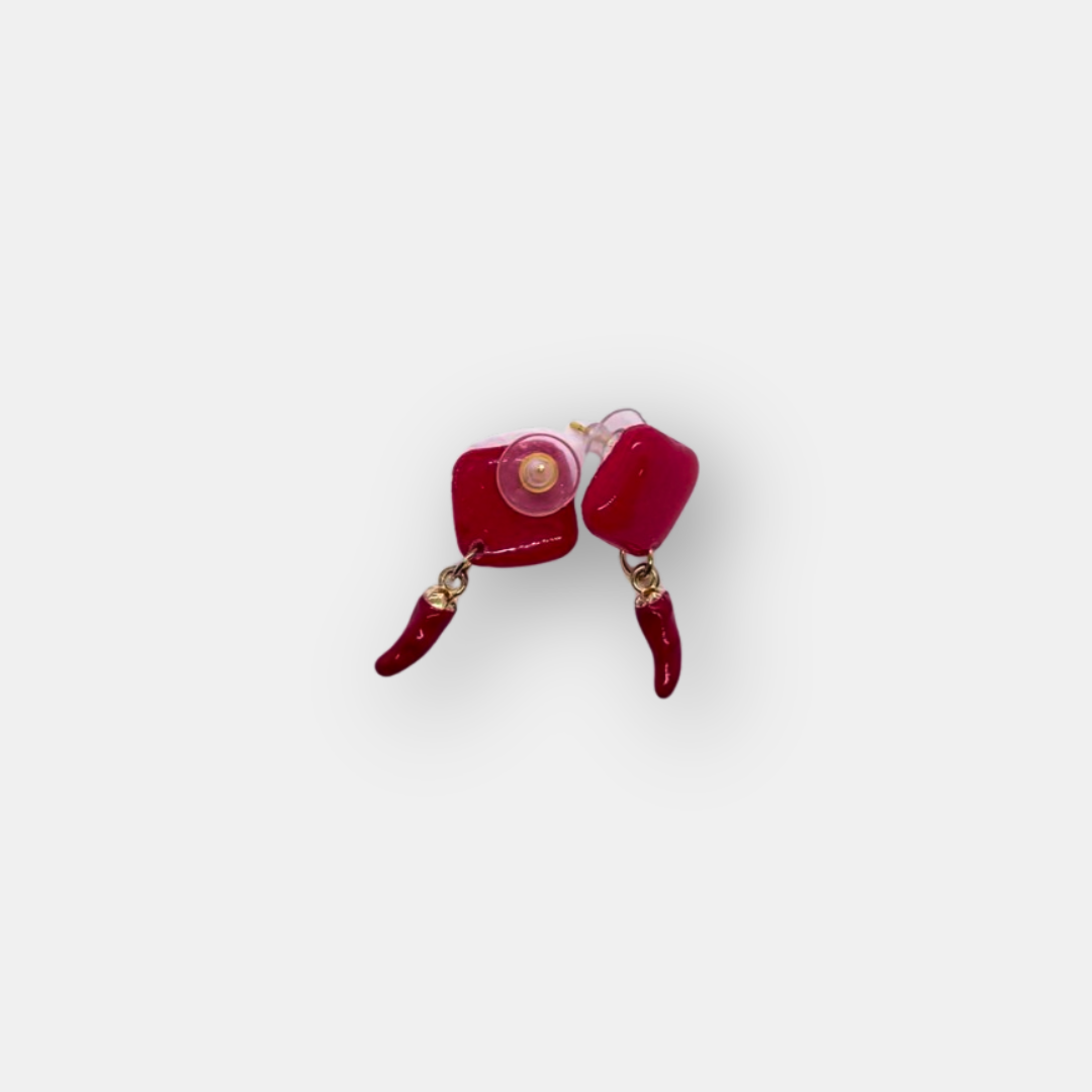 Pendientes rojos con efecto cristal